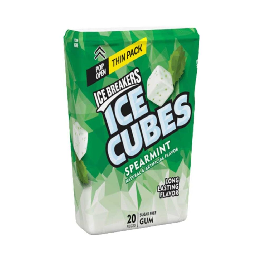 Ice Breakers Ice Cubes Spearmint Gum Thin Pack 46g (1.62oz) | American ...