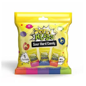 Dopey Heads Sour Hard Candy Assorted (Watermelon, Strawberry, Grape, Blue Raspberry & Apple) 100g (3.5oz)
